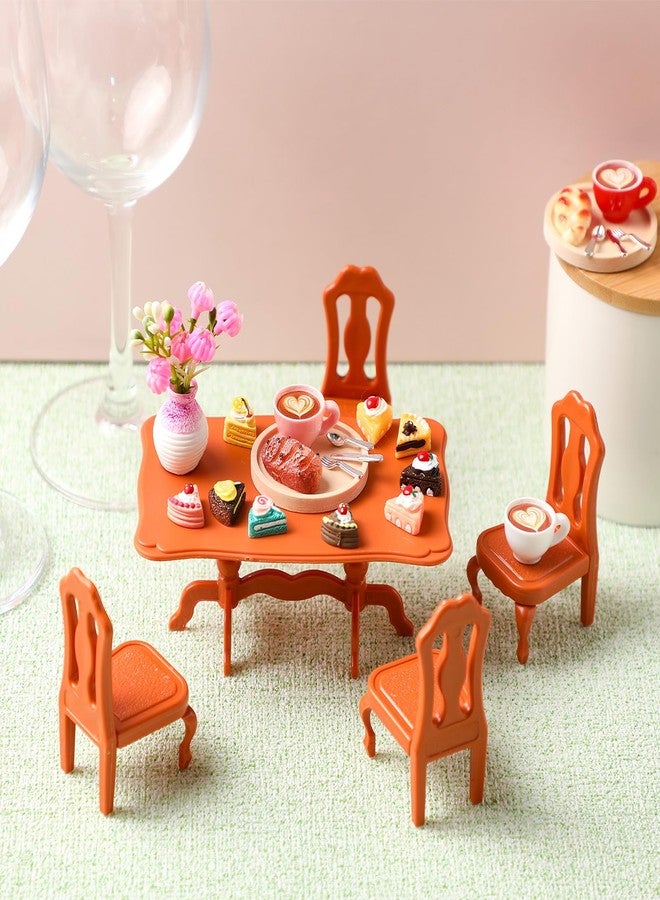 Arrowbash 40 Pieces Miniature Dollhouse Accessories Doll House Furniture Mini Tea Party Set Resin Dollhouse Table Chair Cake Food Sets Play Toys for Dining Room Kitchen Decor Accessories Gifts - Image 1